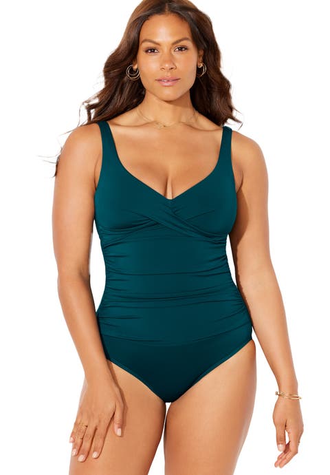 V-Neck One Piece Swimsuit