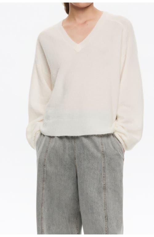 Bimba Y Lola Mohair V-neck Sweater In White