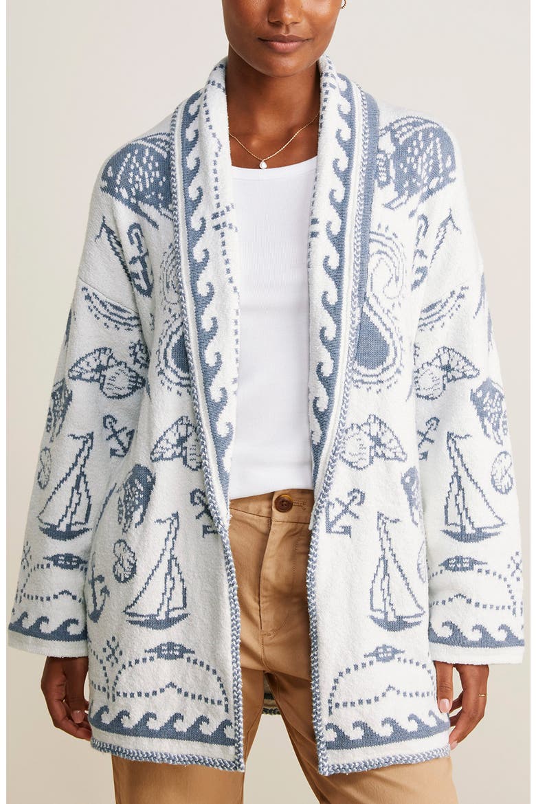 Intarsia Cotton Blend Cardigan, Main, color, MARSHMALLOW
