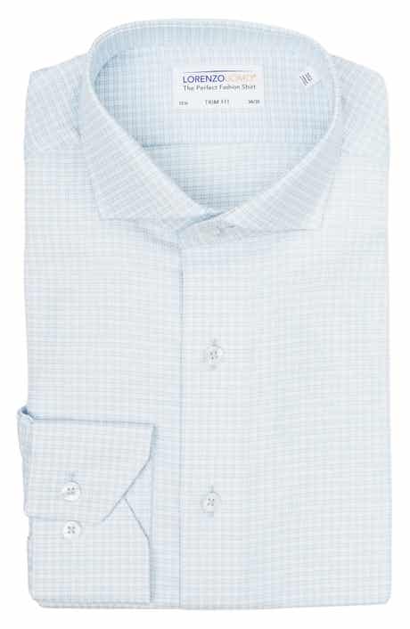 Trim Fit Tonal Check Stretch Dress Shirt
