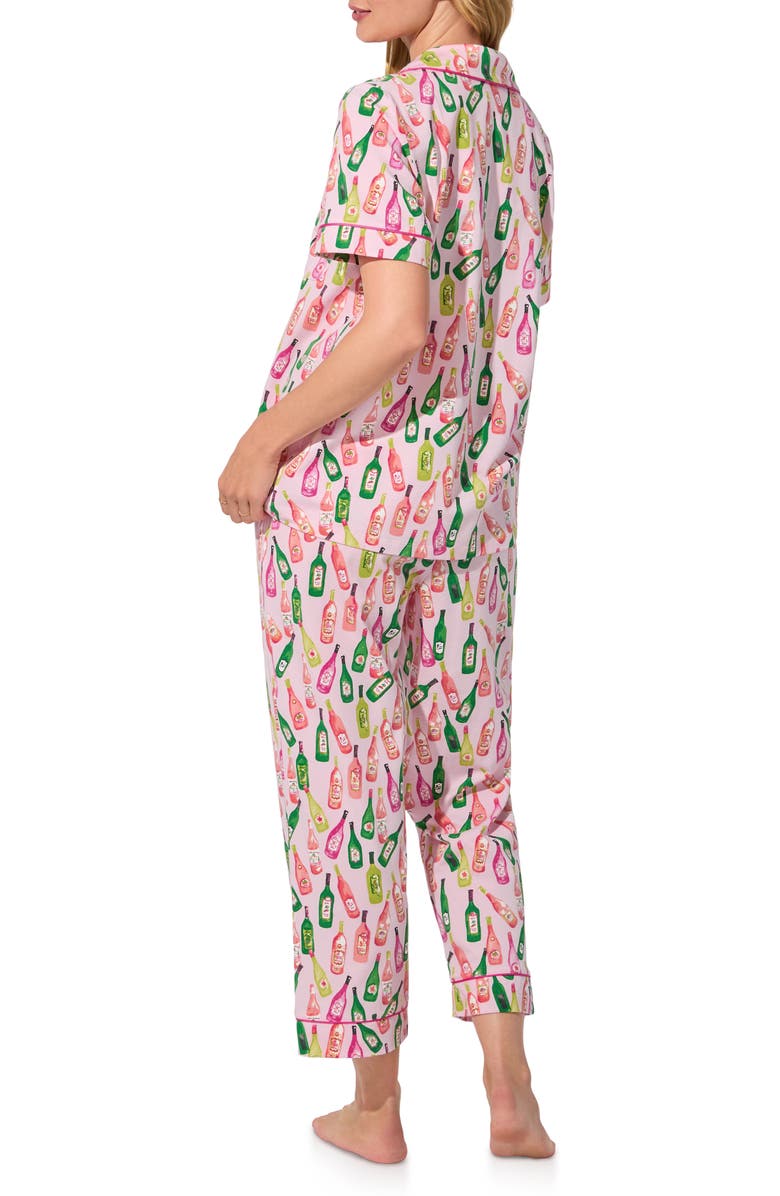 BedHead Pajamas Print Stretch Organic Cotton Jersey Crop Pajamas, Alternate, color, Wine Tour
