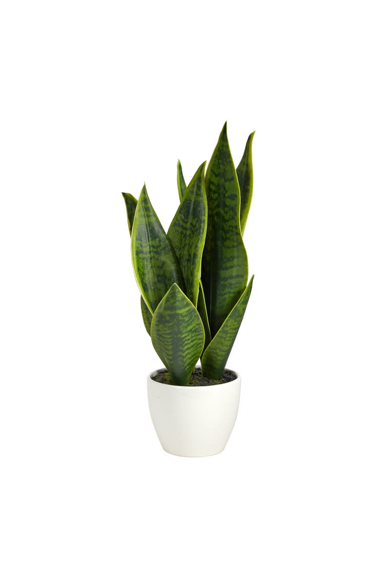 NEARLY NATURAL 16-in Artificial Sansevieria Snake Plant, Main, color, Green