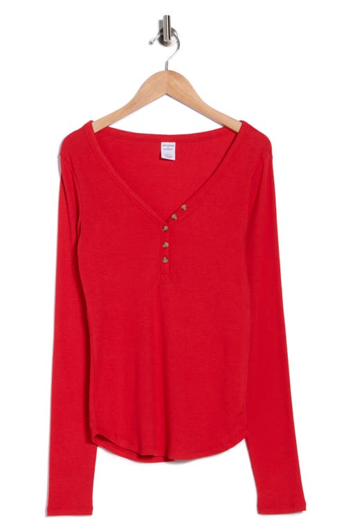 Melrose And Market Long Sleeve Henley In Red