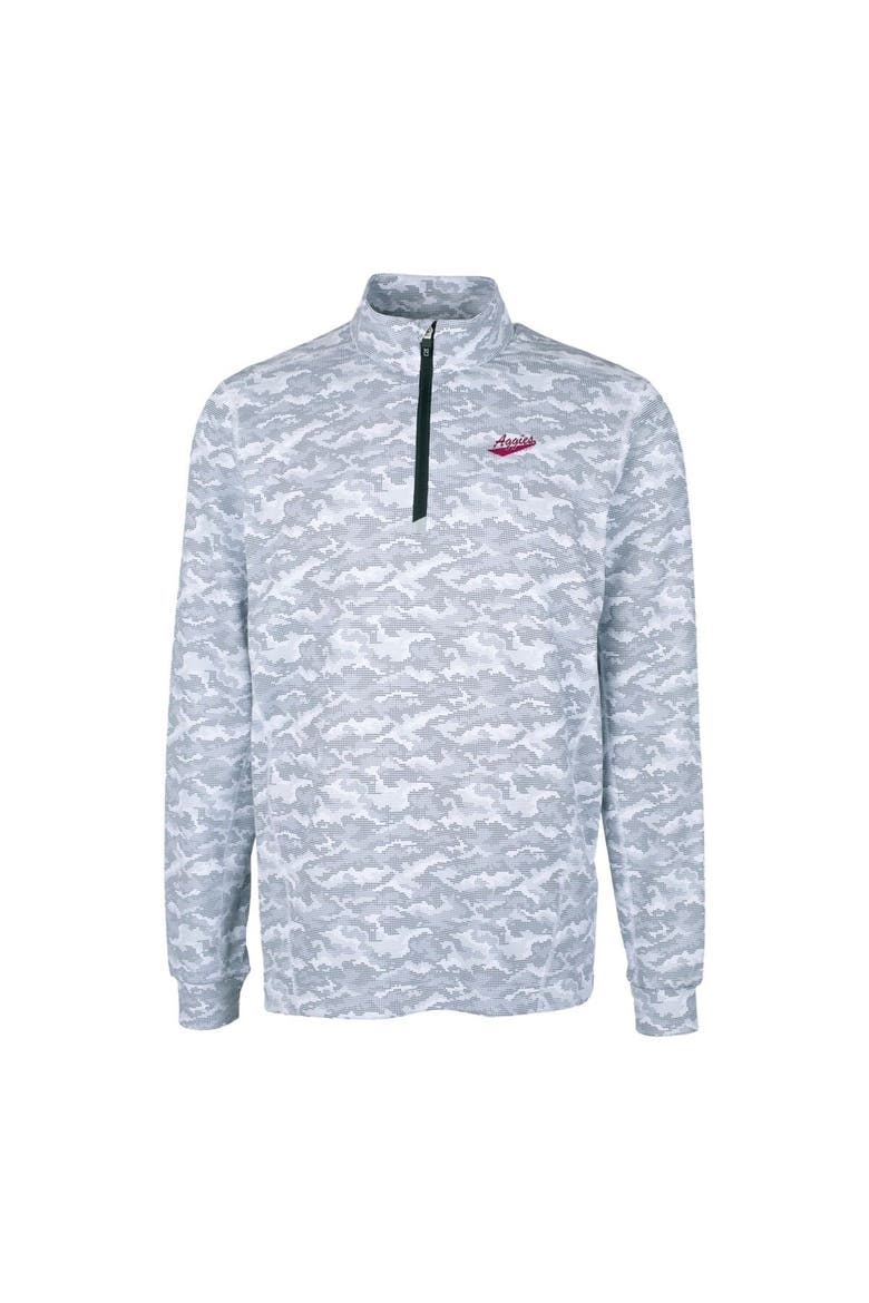 Men's Cutter & Buck Charcoal New Mexico State Aggies Vault Big & Tall Traverse Camo Print Stretch Quarter-Zip Pullover Top, Alternate, color, Charcoal