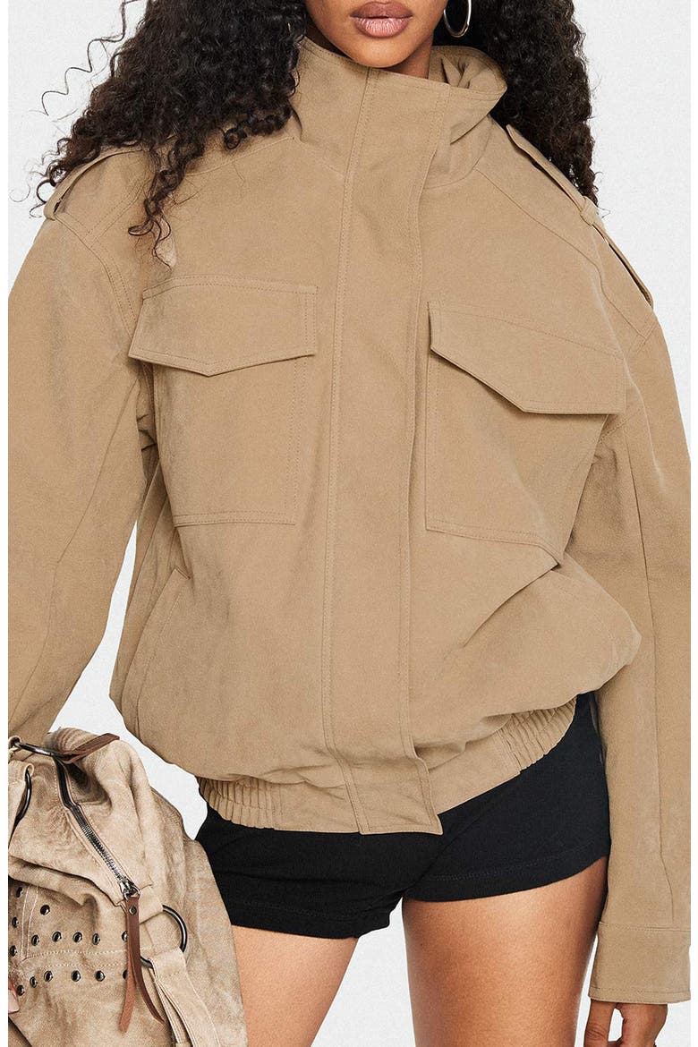 Double Life Funnel Neck Cargo Jacket, Main, color, BEIGE