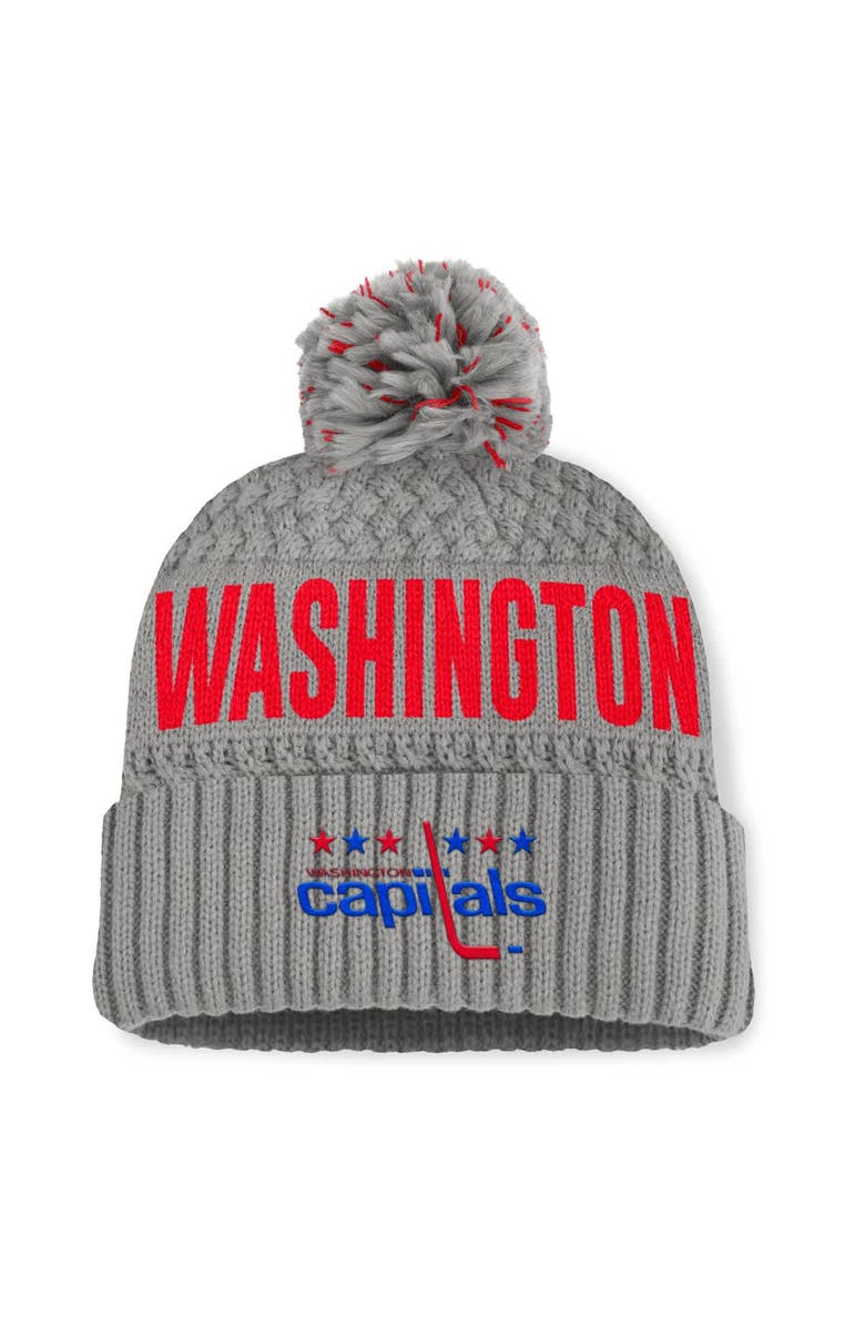 FANATICS Women's Fanatics  Gray Washington Capitals Heritage Tilly Cuffed Knit Hat with Pom, Main, color, Gray