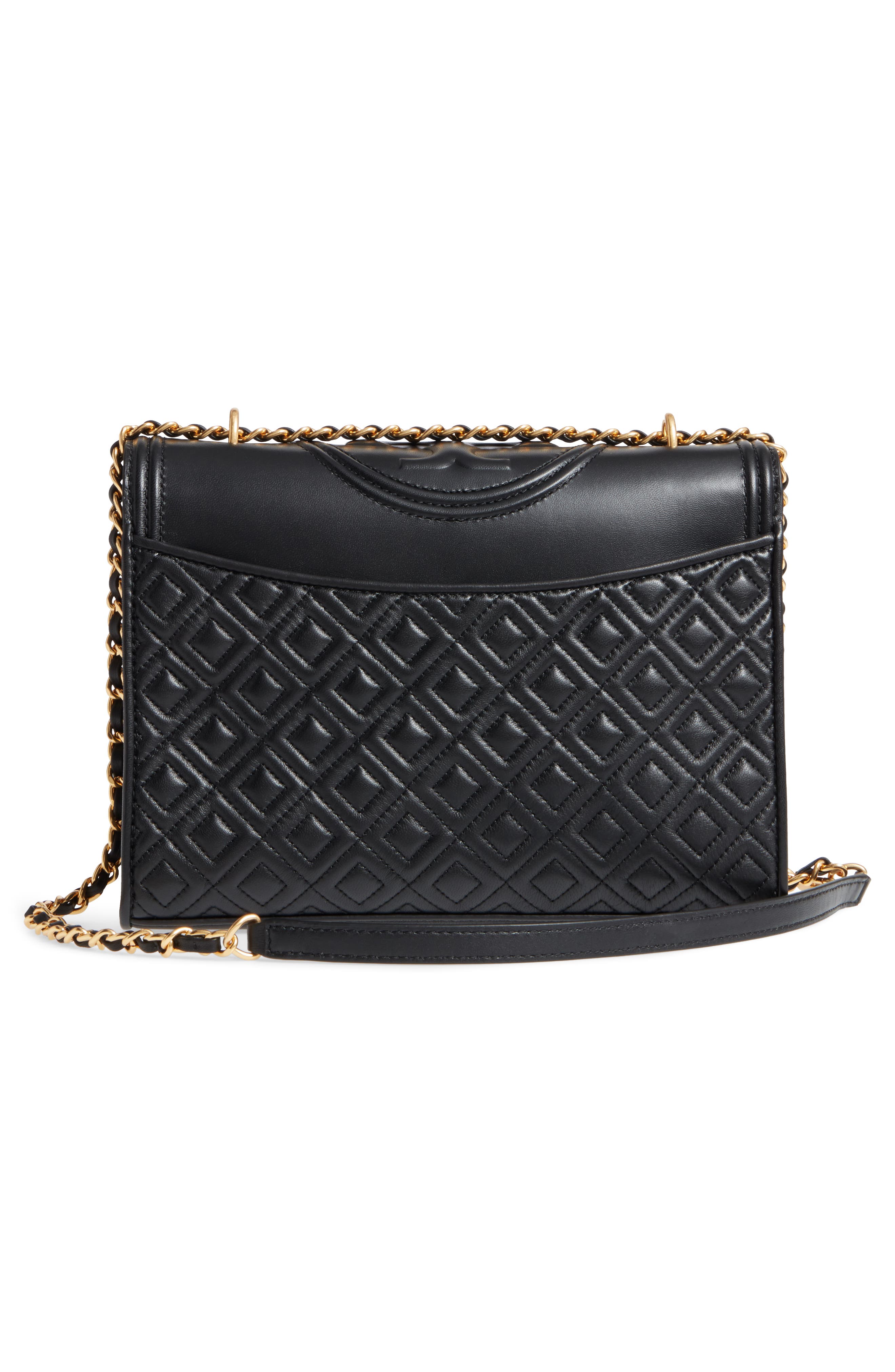 Fleming Quilted Lambskin Leather Convertible Shoulder Bag, Alternate, color, BLACK