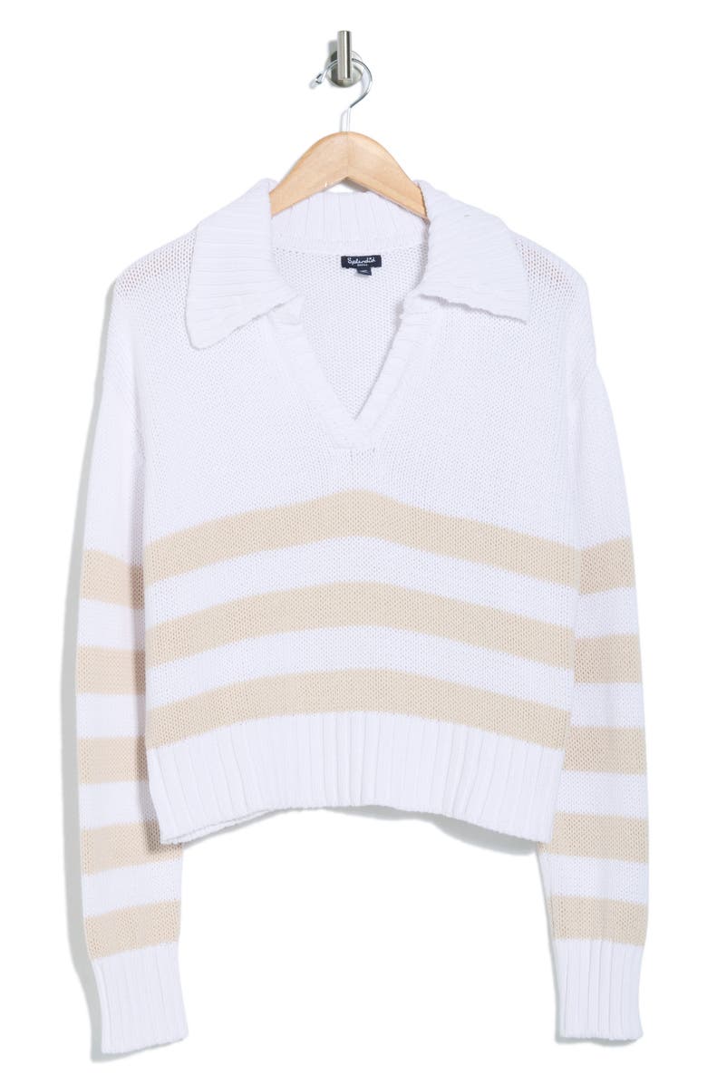Splendid Stripe Cotton Polo Sweater, Alternate, color, Oat Stripe