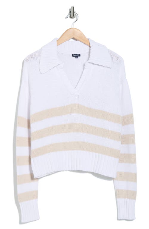 Splendid Stripe Cotton Polo Sweater In Oat Stripe