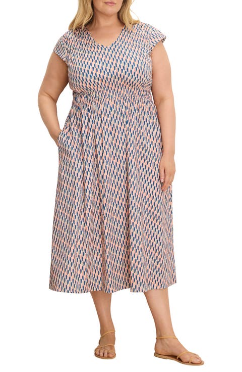 Sideways Dierdre Cap Sleeve Stretch Cotton Midi Dress (Plus)
