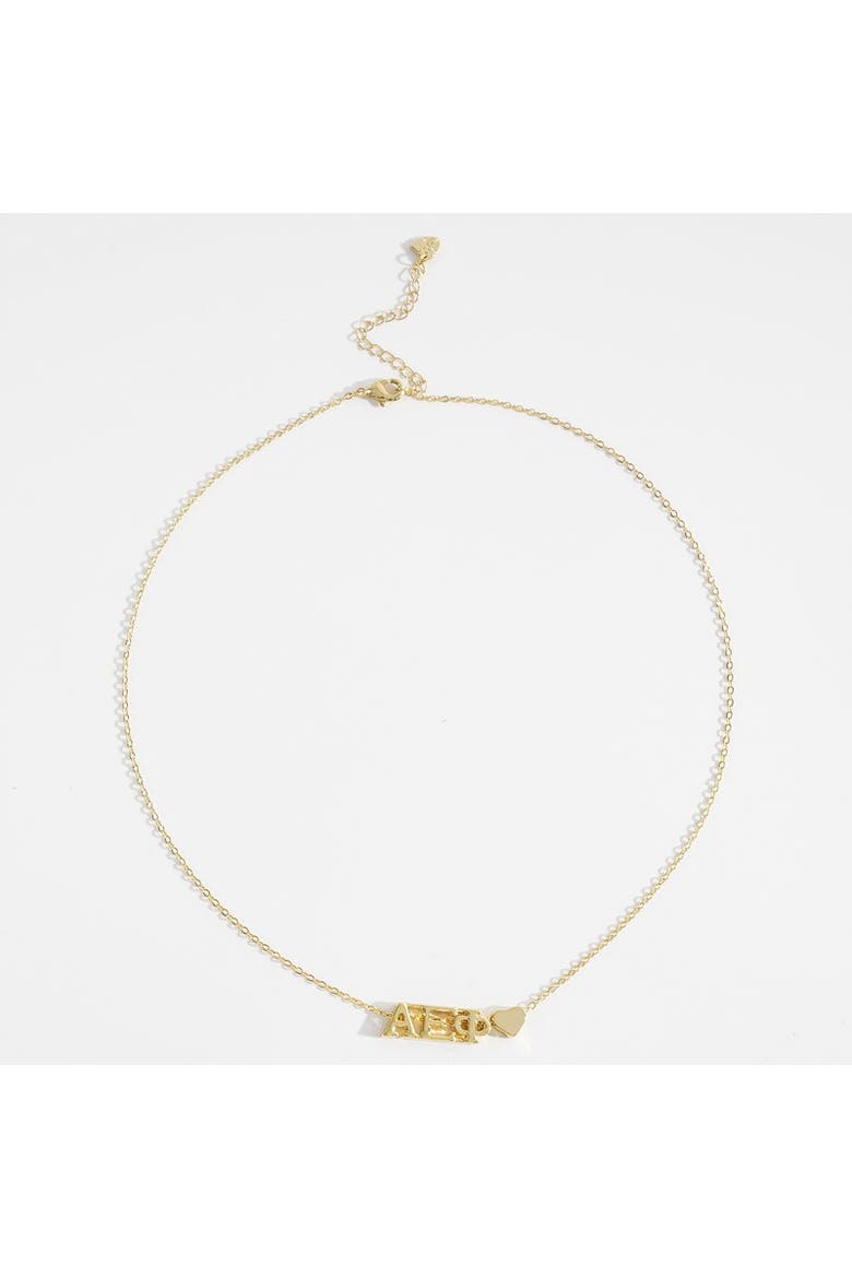 Alpha Epsilon Phi Sorority Gold Heart Necklace, Alternate, color, Yellow Gold