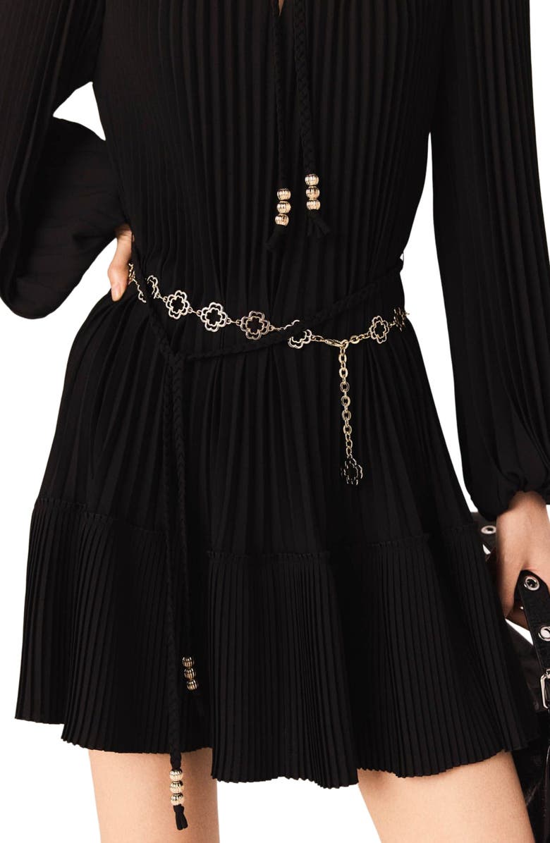 maje Mini pleated dress, Alternate, color, Black