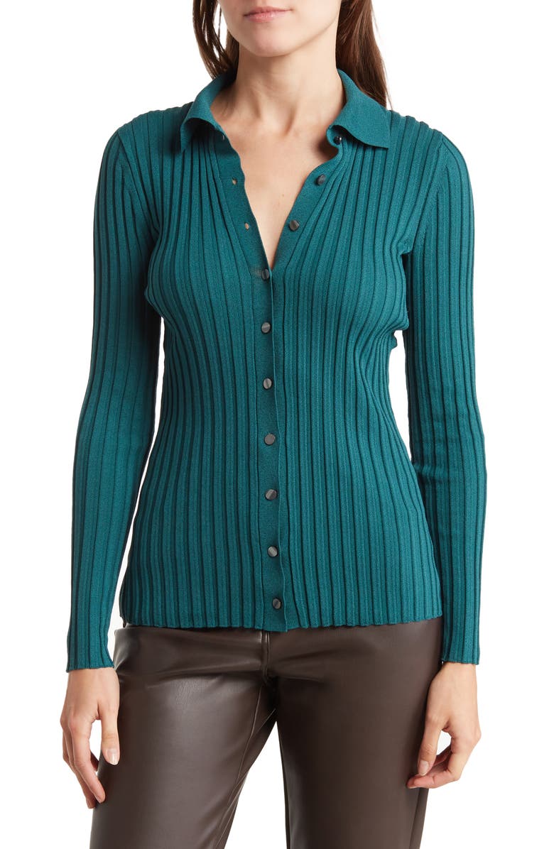 Vince Collar Rib Sweater, Main, color, Dk Jade