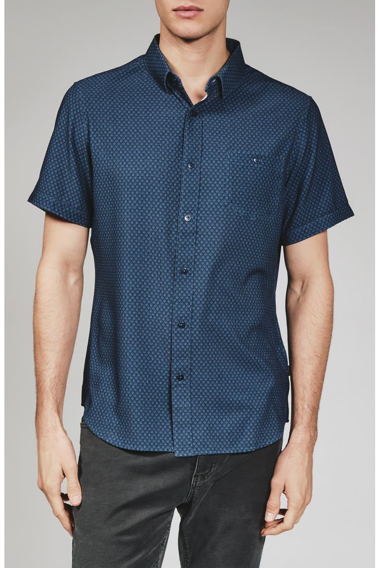 Bosworth Short Sleeve Button-Down Shirt, Main, color, NAVY