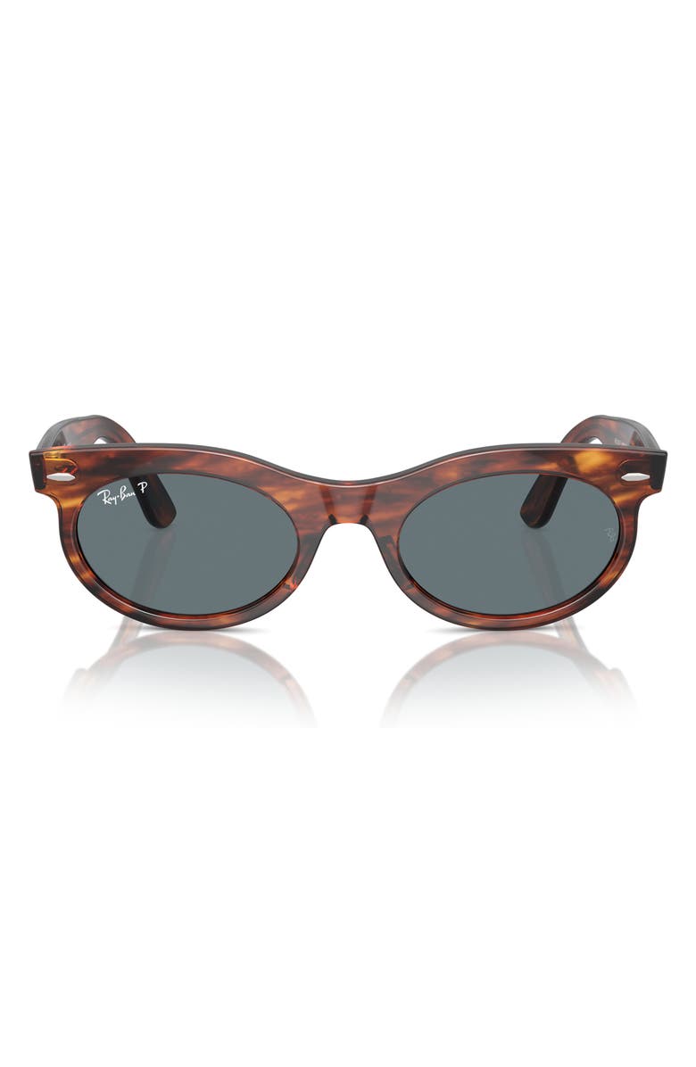 Ray-Ban Wayfarer 53mm Polarized Oval Sunglasses, Main, color, Striped Havana