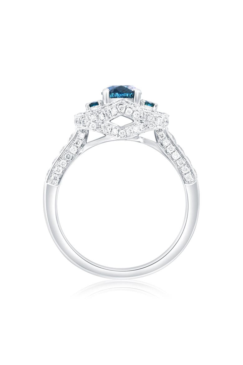 14K White Gold 0.72ct Blue Diamond & 0.62cttw Diamond Ring, Alternate, color, White Gold