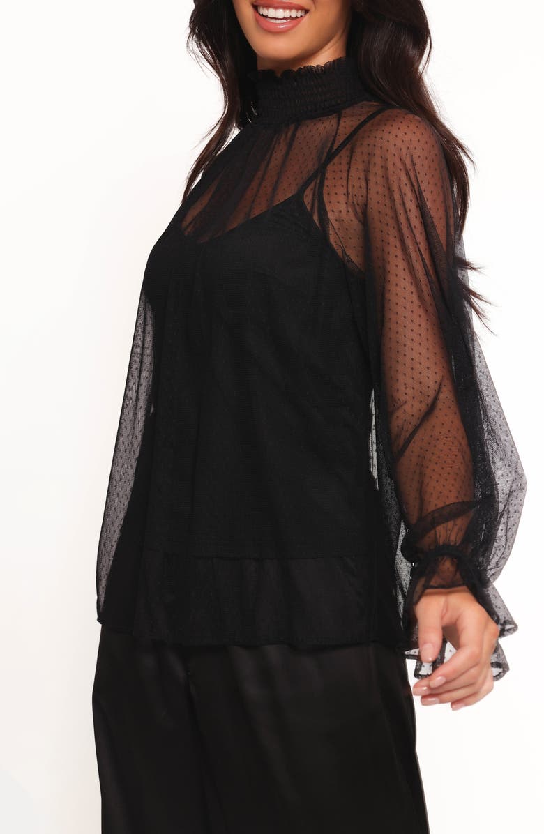 Petal & Pup Kory Clip Dot Sheer Mesh Top, Alternate, color, Black