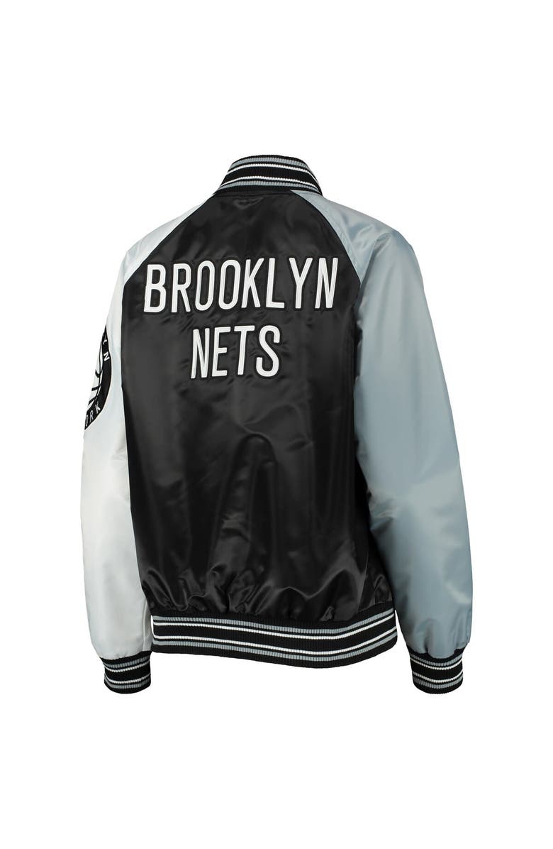 STARTER Women's Starter Black/Gray Brooklyn Nets The Prospect Raglan Full-Snap Jacket, Alternate, color, 