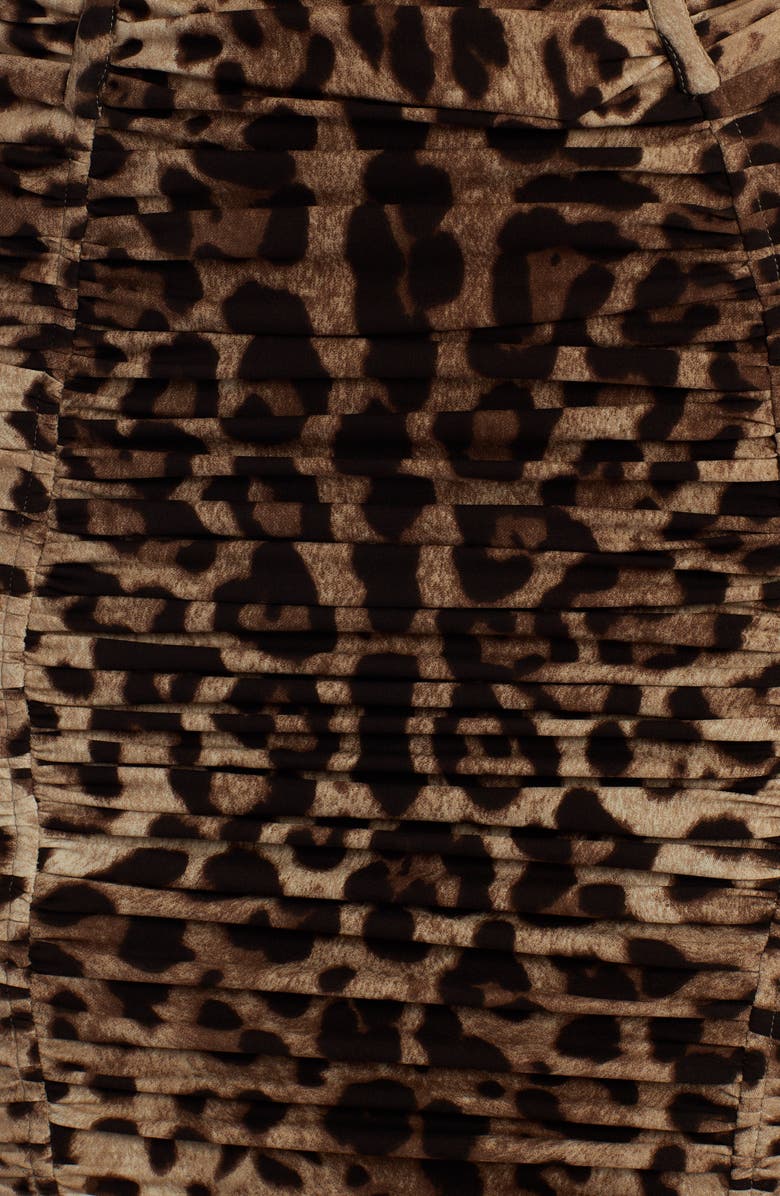 Dolce&Gabbana Leopard Print Ruched Stretch Silk Charmeuse Tank Dress, Alternate, color,