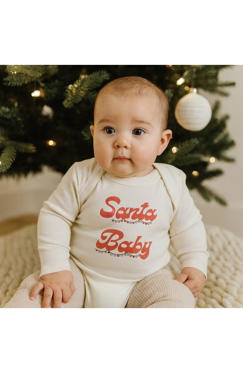 Finn + Emma Organic Baby Graphic Bodysuit | Santa Baby, Alternate, color, Off White