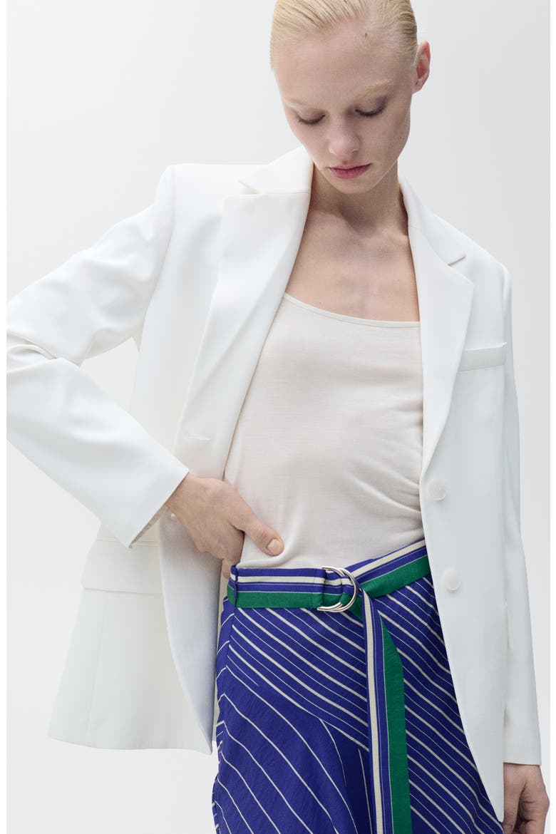 Stripe Belted Asymmetric Midi Skirt, Alternate, color, BLUE