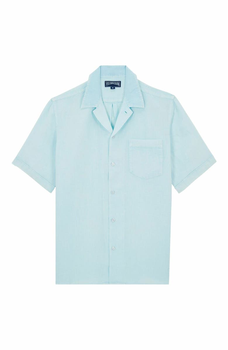 Vilebrequin Men's Bowling Linen Mineral Dye Shirt, Main, color, Thalassa