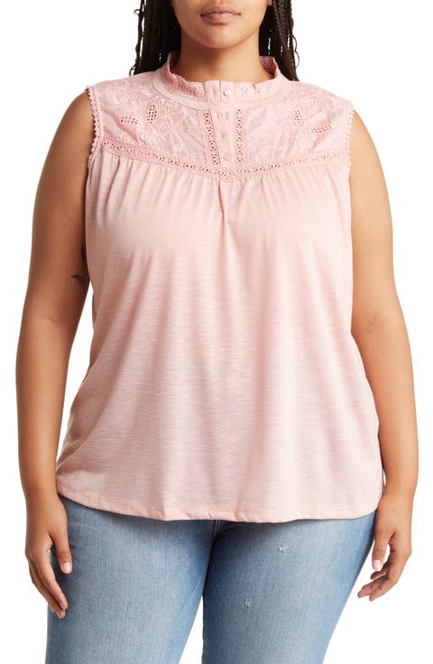 Embroidered Cotton Tank Top (Plus)