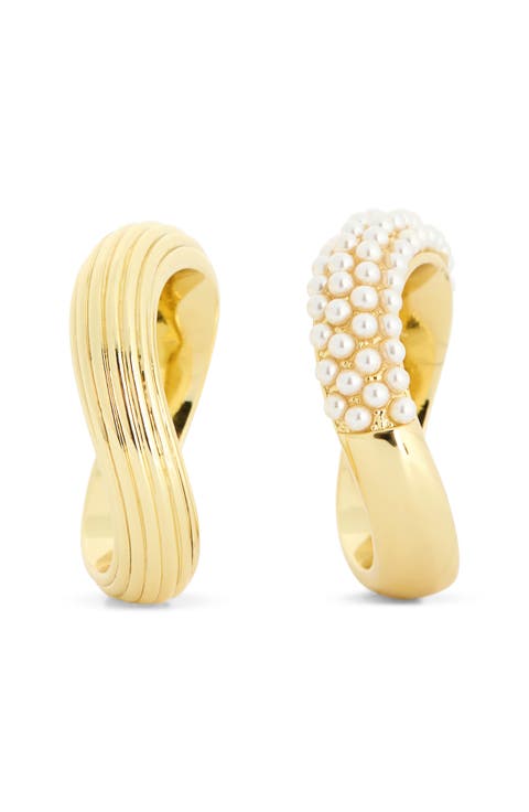 Set of Two Faux Pearl Stackable Rings