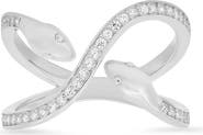 Queen Jewels Sterling Silver Cubic Zirconia Snake Crossover Ring