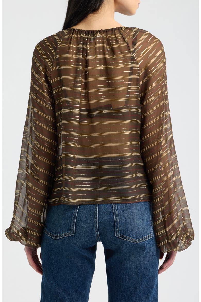 The Balloon Silk Blend Blouse, Alternate, color, OAKWOOD MULTI
