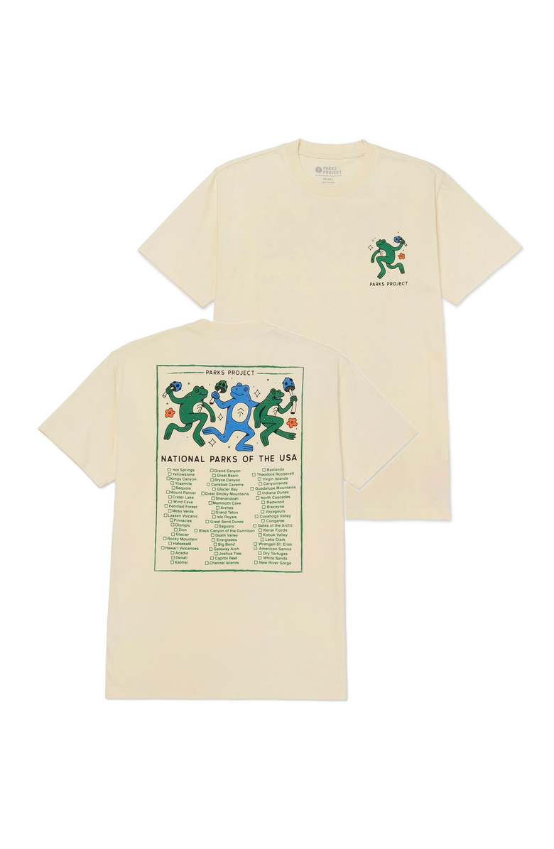 Parks Project Great Outdoors Dancin' Frogs Checklist Tee, Main, color, Natural