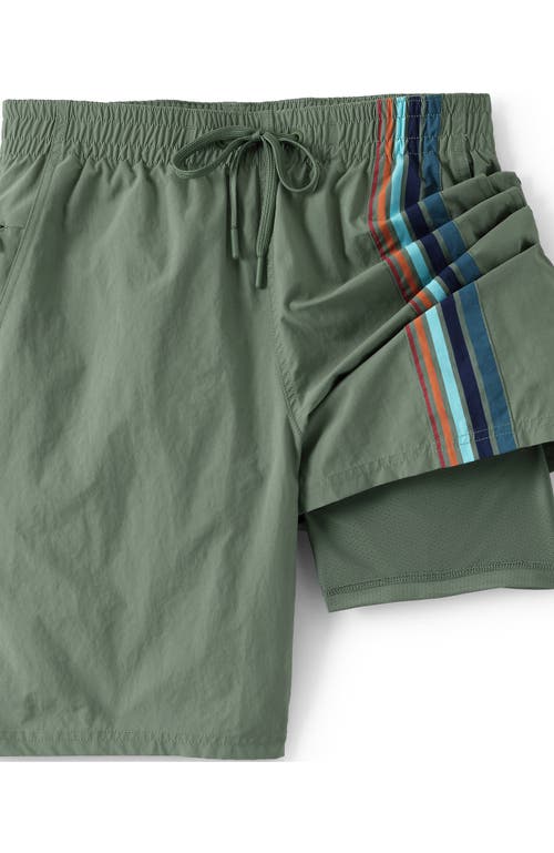 Lands' End 9" Volley Hydroliner Swim Trunks In Tea Leaf Multi Stripe