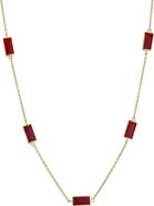 Jan Leslie Five Stations Rectangle Dash Necklace In Sterling 18K Gold Overlay