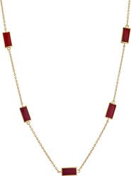 Jan Leslie Five Stations Rectangle Dash Necklace In Sterling 18K Gold Overlay