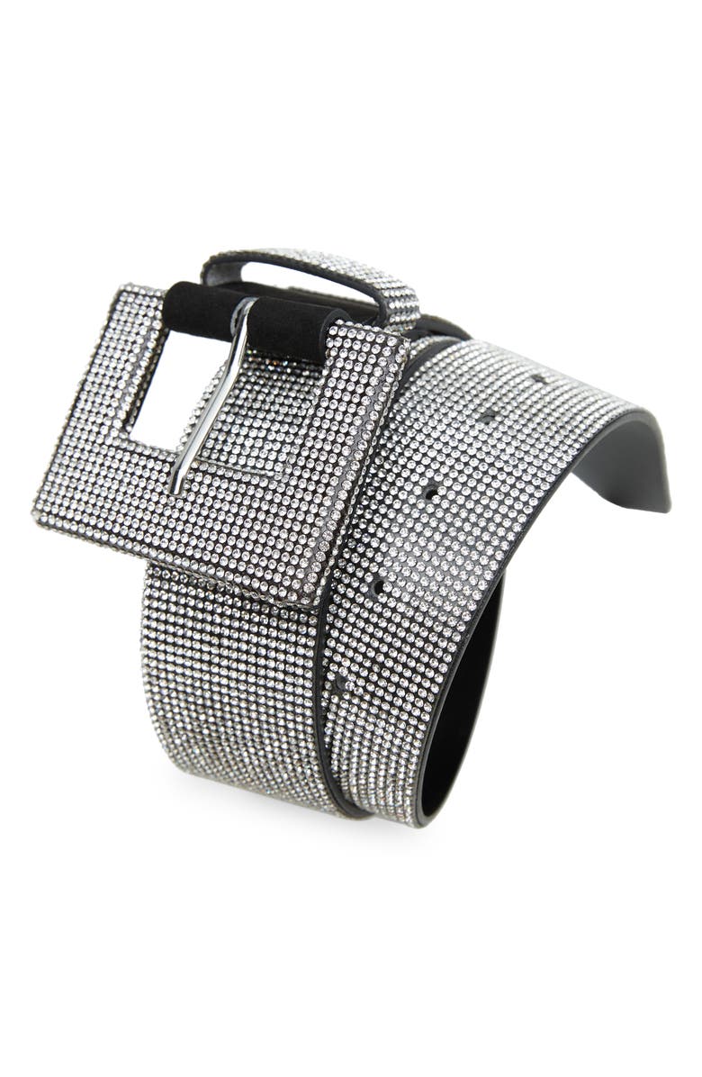 MANGO Strass Crystal Embellished Faux Leather Belt, Alternate, color, 