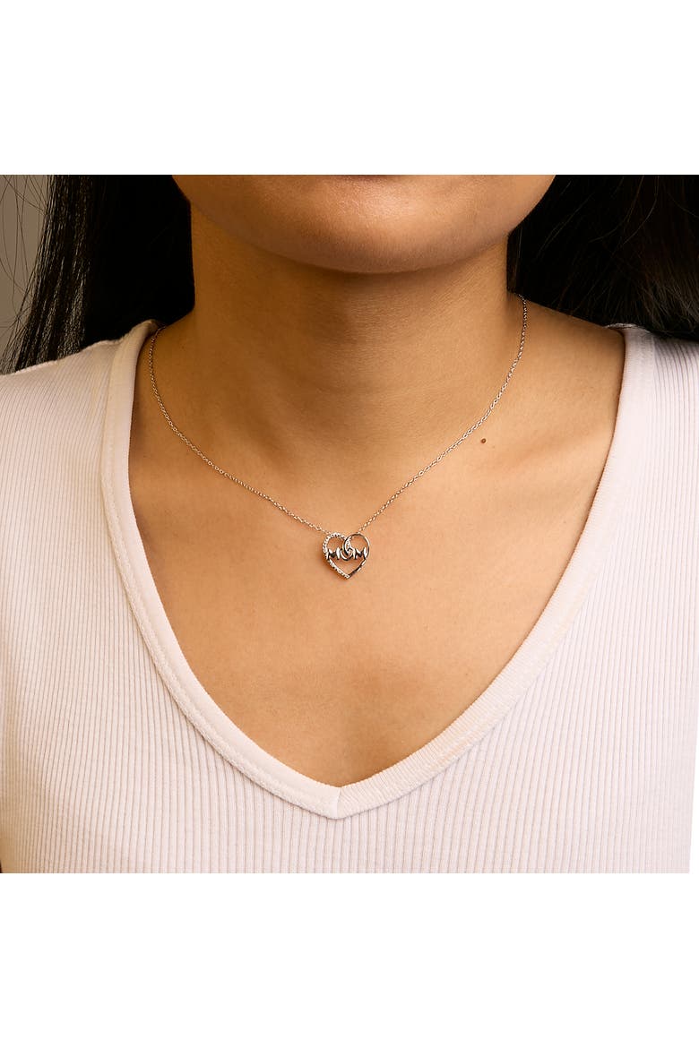 Silver Diamond Accent MOM Heart Pendant Necklace  Inches, Alternate, color, White