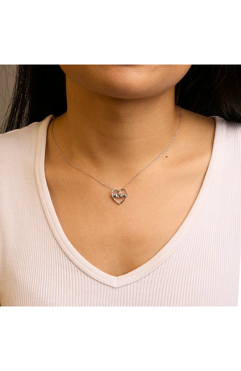 Haus of Brilliance Silver Diamond Accent MOM Heart Pendant Necklace Inches, Alternate, color, White