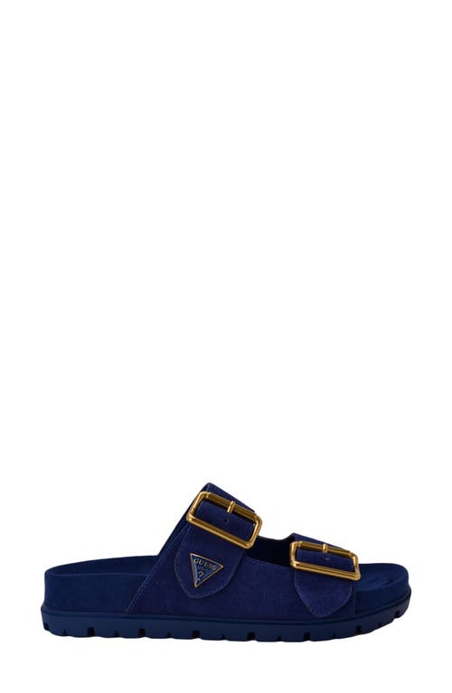 Guess Women's Fasten Double-buckle Footbed Sandals In Medium Blue