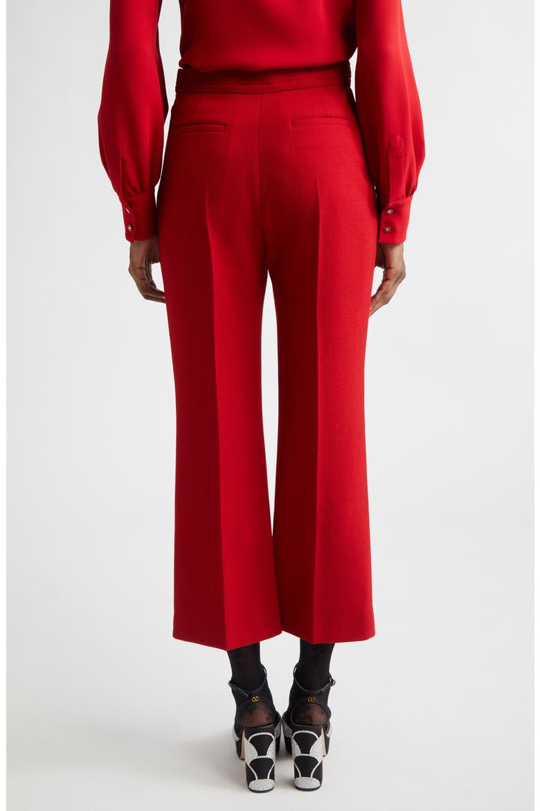 Wool Crepe Crop Flare Pants, Alternate, color, DEEP RED