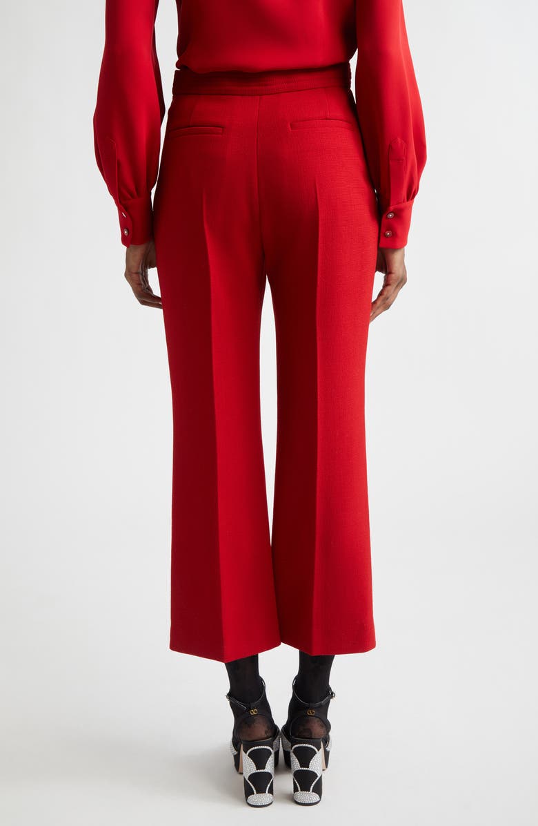 Valentino Wool Crepe Crop Flare Pants, Alternate, color, Deep Red