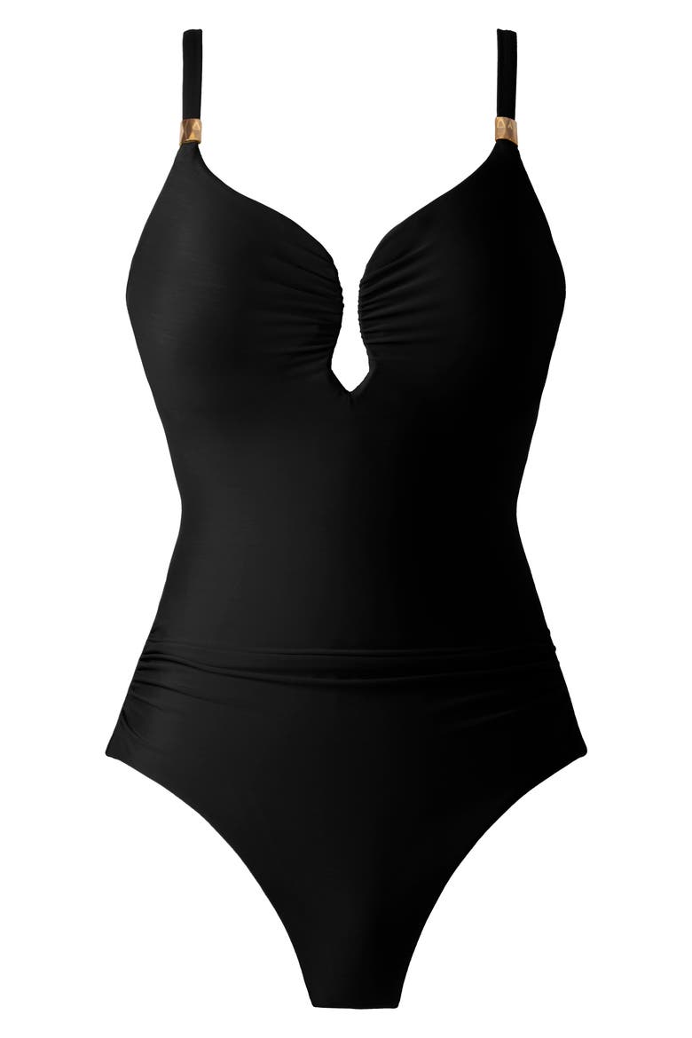 Razzle Dazzle Antheia Underwire One-Piece Swimsuit, Alternate, color, BLACK