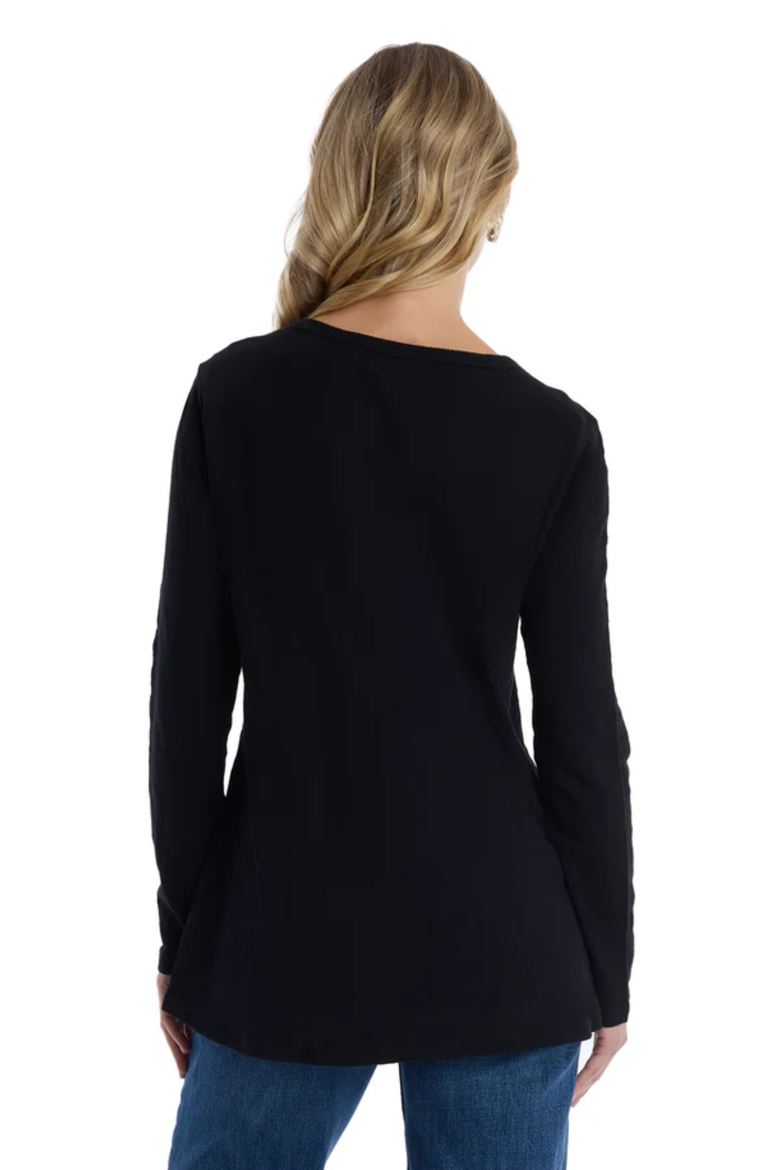 Wide Neck Long Sleeve Tee, Alternate, color, Black