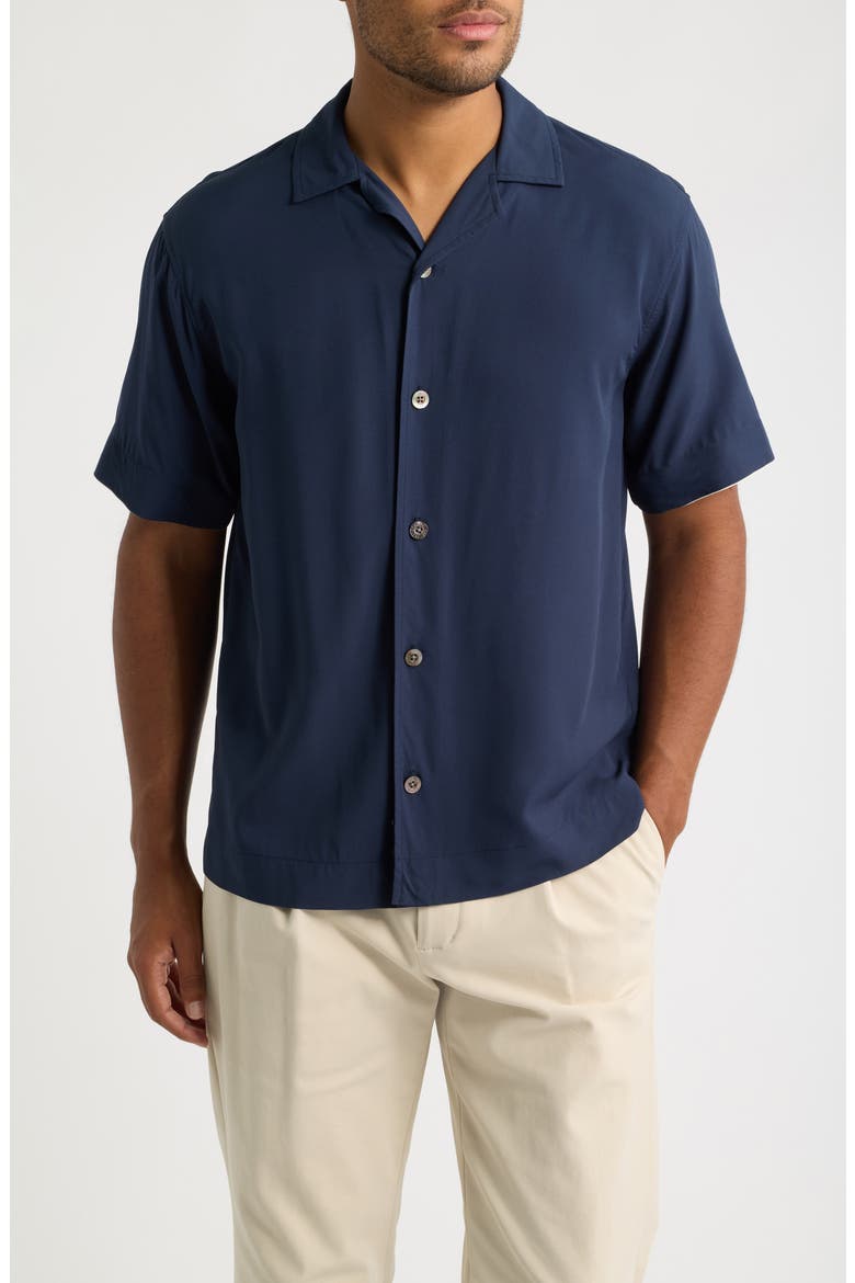Valbonne Boxy Fit Solid Camp Shirt, Main, color, NAVY- 12
