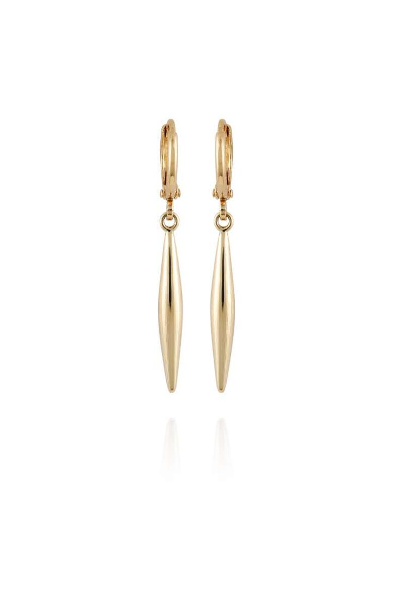 Huggie Small Linear Drop Earrings, Main, color, 14K Gold Plated