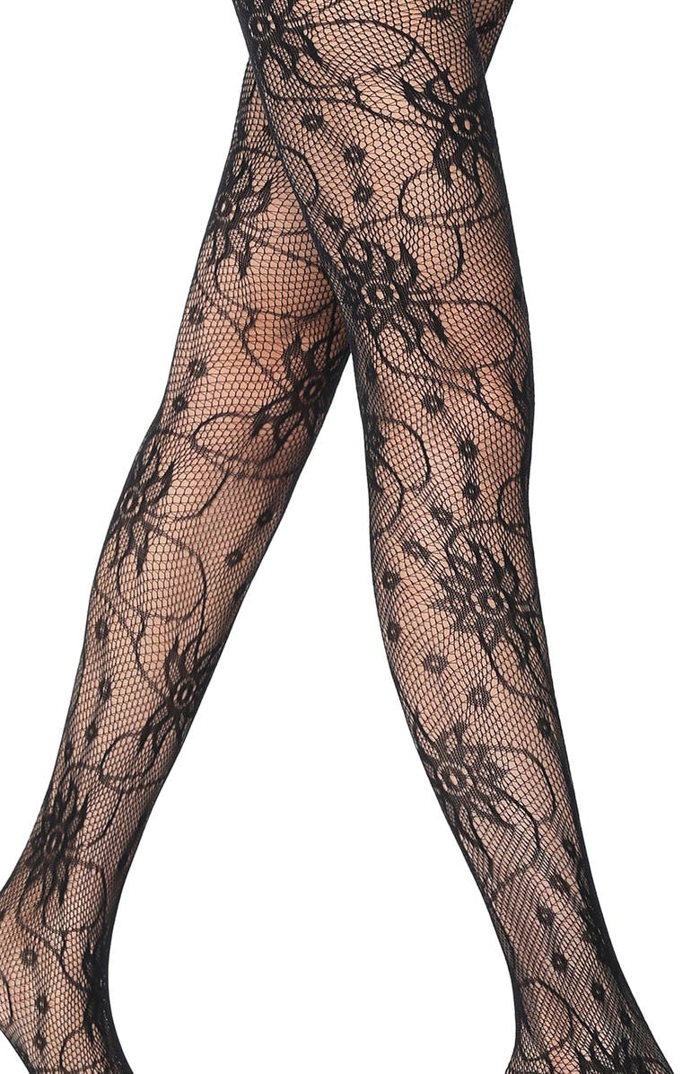 Stems Wildflower Floral Fishnet Tights, Alternate, color,