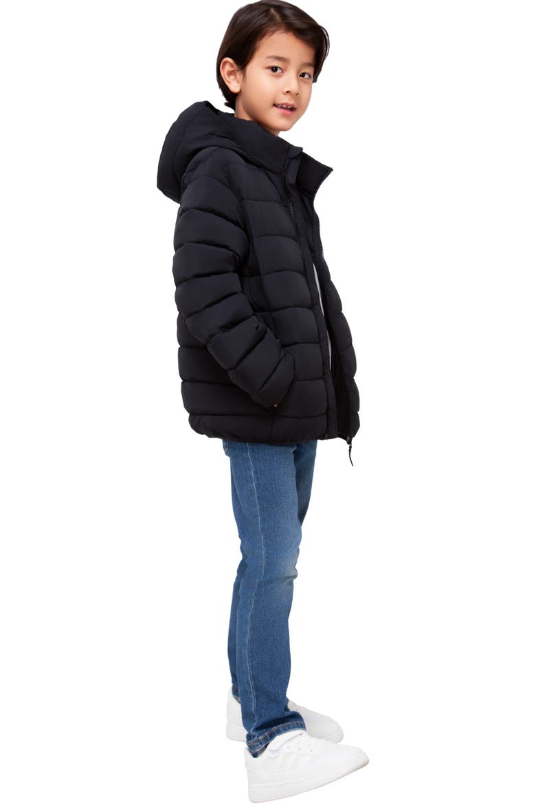 Kids' Hudson Lightweight Hooded Puffer Jacket, Alternate, color, Black