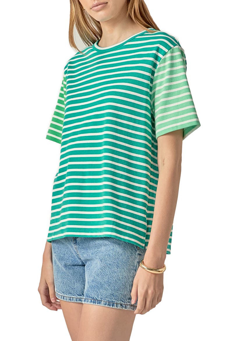 Colorblock Stripe Cotton T-Shirt, Alternate, color, GREEN