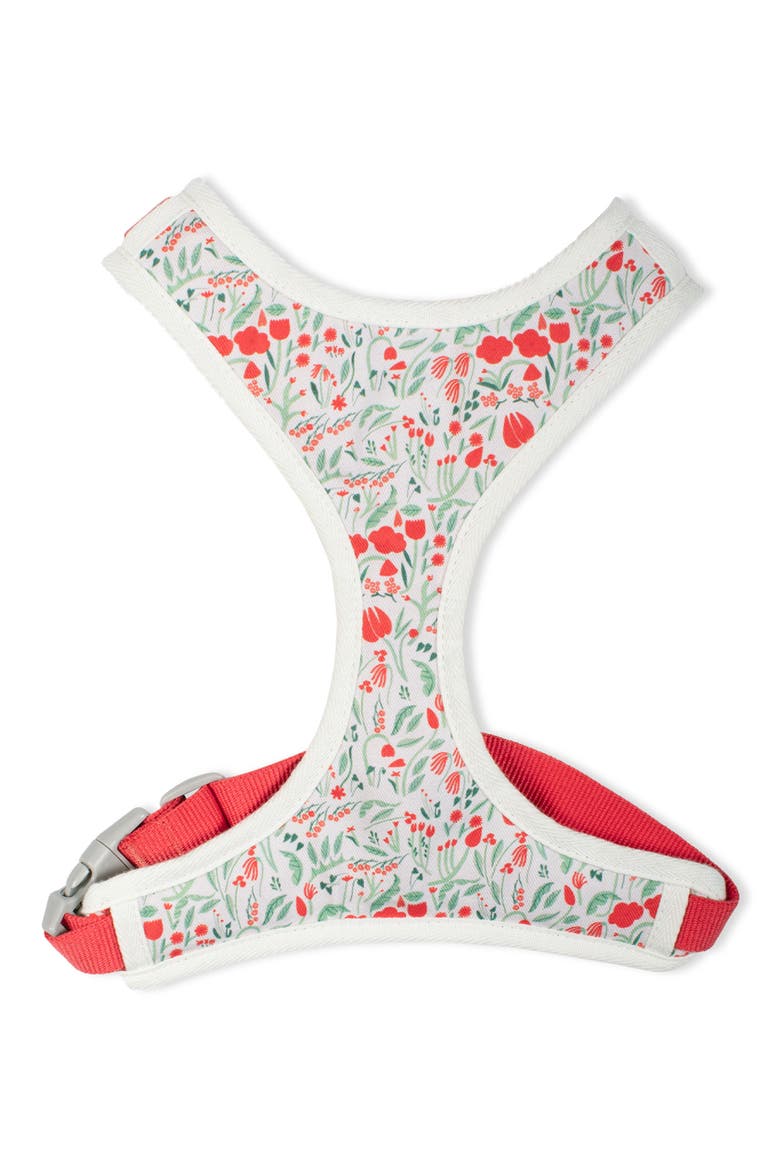 Ditsy Floral Medium Dog Harness, Main, color, GREEN