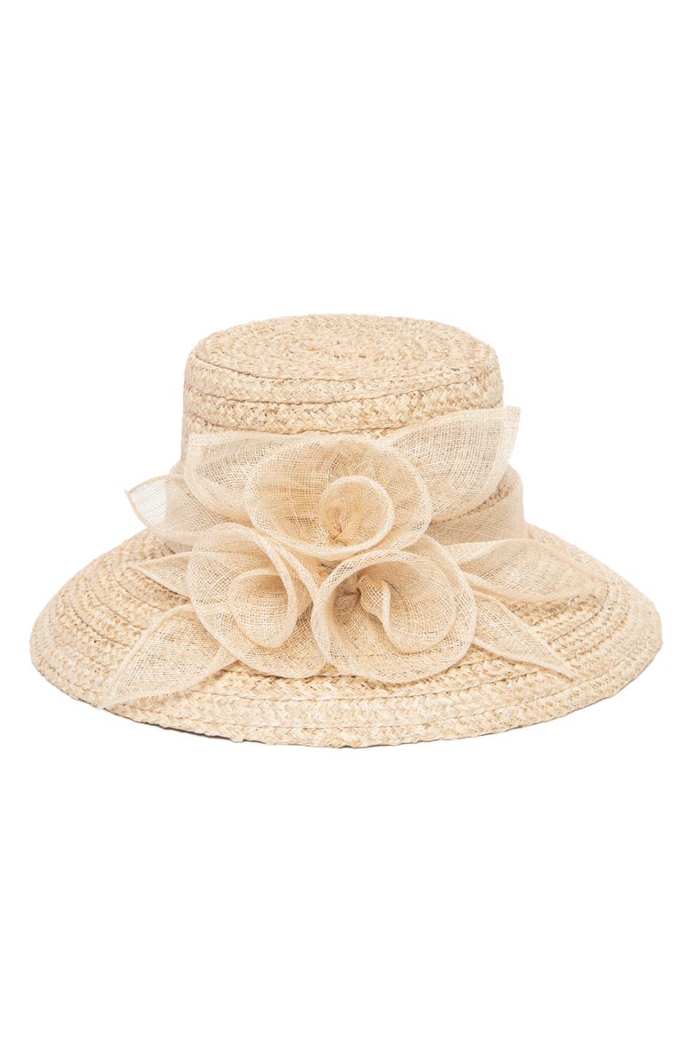 San Diego Hat Floral Band Woven Dress Hat, Main, color, Natural