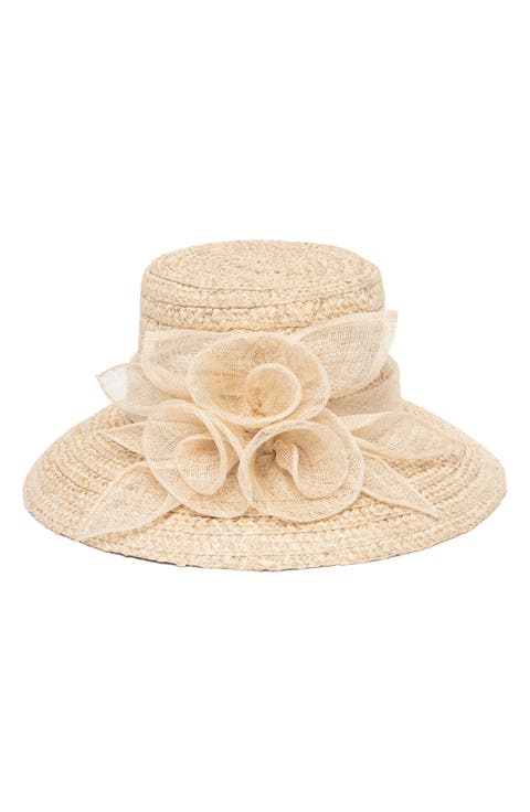 Floral Band Woven Dress Hat